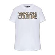 T-shirt met logo Versace Jeans Couture , White , Dames