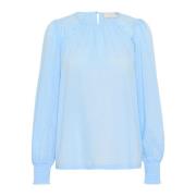 Windsurfer Smock Cuff Blouse Kaffe , Blue , Dames