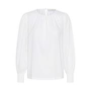 Smock Manchet Lange Mouw Blouse Kaffe , White , Dames