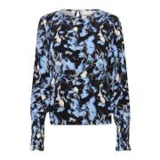 Grafische Strepen Blouse in Zwart/Blauw Kaffe , Multicolor , Dames