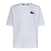 Witte Ribgebreide T-shirts en Polos Lacoste , White , Heren