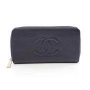 Pre-owned Leather wallets Chanel Vintage , Blue , Dames