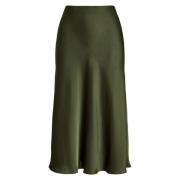 Satijnen Charmeuse Midi Rok Ralph Lauren , Green , Dames