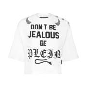 Casual Katoenen T-Shirt Philipp Plein , White , Dames