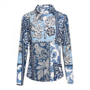 Overhemd met lange mouwen, effen kleur &Co Woman , Blue , Dames