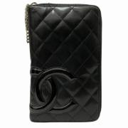 Pre-owned Leather wallets Chanel Vintage , Black , Dames