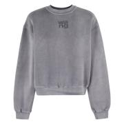 Terry Crew Sweatshirt met Puff Paint Logo T by Alexander Wang , Gray ,...