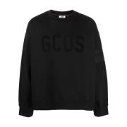 Zwart Velvet Crewneck Sweater Gcds , Black , Heren