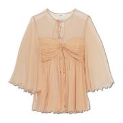 Zijden top met drapering Chloé , Pink , Dames