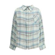 Geruite Flanellen Shirt met Asymmetrische Zoom R13 , Multicolor , Dame...