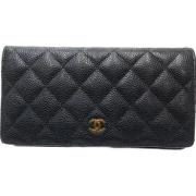 Pre-owned Leather wallets Chanel Vintage , Black , Dames