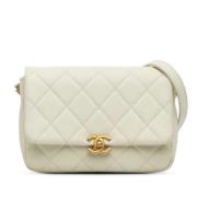 Pre-owned Leather chanel-bags Chanel Vintage , White , Dames