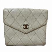 Pre-owned Leather wallets Chanel Vintage , White , Dames