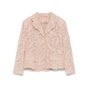 Beige Blazer met Kant en Schoudervullingen Ermanno Scervino , Beige , ...