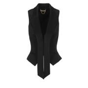 Zwarte mouwloze vest met pieklapel Elisabetta Franchi , Black , Dames