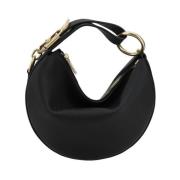 Leren Hobo Tas met Equestrian Knight Sluiting Burberry , Black , Dames