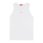 Tanktop met mini D-logopatch Diesel , White , Heren