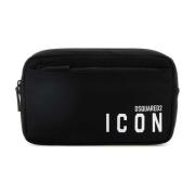 Iconische Zwarte Nylon Beauty Case Dsquared2 , Black , Heren