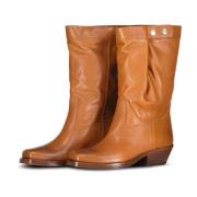 Leren Biker Boots met knoopdetail Isabel Marant , Brown , Dames