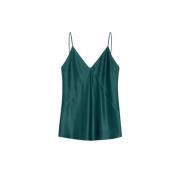 Zijden Satijnen Top met V-hals Max Mara , Green , Dames