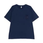 Blauw Patch Pocket Crew Neck T-shirt Moschino , Blue , Heren