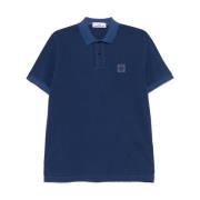 Blauw Poloshirt met Kompas Motief Stone Island , Blue , Heren