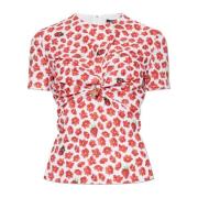 Zijden top met bloemenmotief Versace , Red , Dames