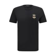 Geborduurde Bij Kroon T-Shirt Monochroom Dolce & Gabbana , Black , Her...