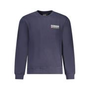 Blauwe Katoenen Sweatshirt met Logoprint Napapijri , Blue , Heren