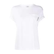 Wit Ronde Hals T-Shirt Brunello Cucinelli , White , Dames