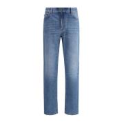 High-Waisted leren logobroek Ermenegildo Zegna , Blue , Heren