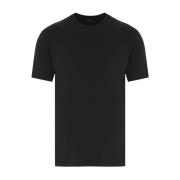 Zwart Katoenen Logo Geborduurd T-shirt Ermenegildo Zegna , Black , Her...