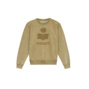 Katoenmix Sweatshirt met Oversized Logo Isabel Marant , Green , Heren