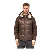 Gewatteerde jas met shearling mouwen YES ZEE , Brown , Heren