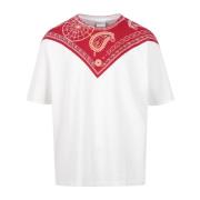 Paisley Print Katoenen T-Shirt Marcelo Burlon , White , Heren