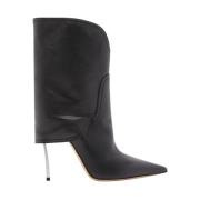 Iconische Zwarte Leren Enkellaarzen Casadei , Black , Dames