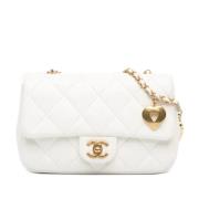 Pre-owned Leather shoulder-bags Chanel Vintage , White , Dames