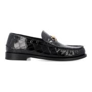 Zwarte Krokodil Loafers Aw24 Versace , Black , Heren