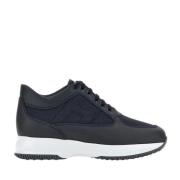 Blauwe Sneakers met Textiel Inzetstukken Hogan , Blue , Heren