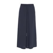 Blauwe Wijde Broek Elastische Taille Zakken Roberto Collina , Blue , D...