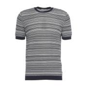 Blauwe Gebreide T-shirt Geribbelde Kraag Paolo Pecora , Multicolor , H...