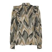 Groene Print Blouse met Pofmouwen Bruuns Bazaar , Multicolor , Dames