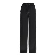 Elegante Satijnen Hoge Taille Broek Herno , Black , Dames