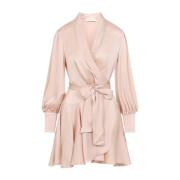 Petal Zijden Wrap Mini Jurk Zimmermann , Pink , Dames