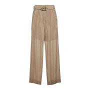 Wijde Plooiende Broek Brunello Cucinelli , Beige , Dames