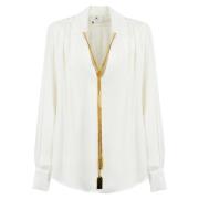 Ivoor Viscose Blouse Lange Mouw Elisabetta Franchi , Beige , Dames