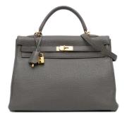 Pre-owned Leather handbags Hermès Vintage , Gray , Dames