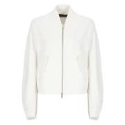 Witte Bomberjack met Ronde Halslijn Fabiana Filippi , White , Dames