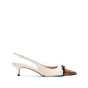 Hak Slingback in Ivoor en Tabak Valentino Garavani , White , Dames