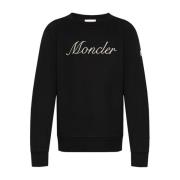 Katoenen Logo Sweatshirt in Zwart Moncler , Black , Heren